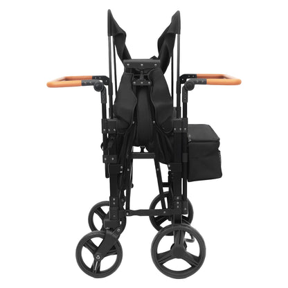 4 Seater Baby Wagon Stroller with Lockable Wheels, Extra Long Foldable Push chair with Adjustable Handle