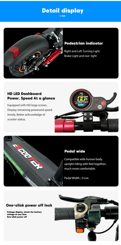 Adult Foldable Electric Scooter, 48v 13ah 16Ah, Kick Scooter Lightweight, Long Range 35-55km, 800w