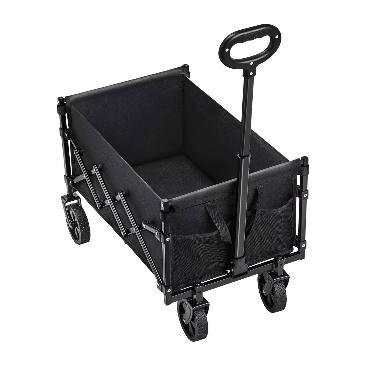 VEVOR Collapsible Wagon Cart, 120L & 225 lbs Folding with All-Terrain Wheels with Adjustable Handle - black