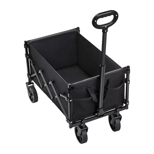 VEVOR Collapsible Wagon Cart, 120L & 225 lbs Folding with All-Terrain Wheels with Adjustable Handle - black