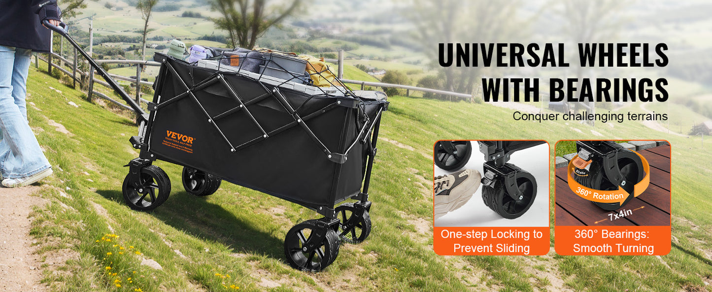 Collapsible Folding Wagon with All-Terrain Wheels