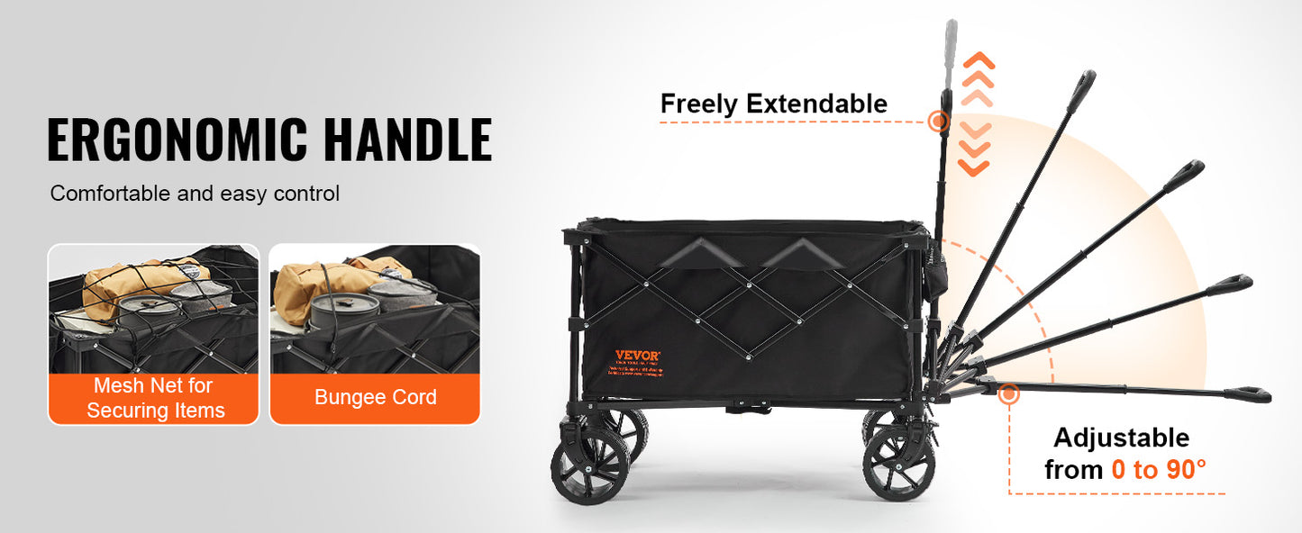 Collapsible Folding Wagon with All-Terrain Wheels