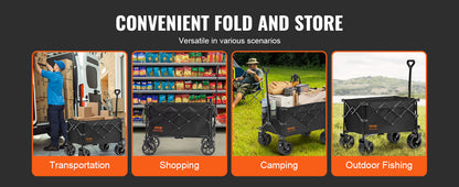Collapsible Folding Wagon with All-Terrain Wheels